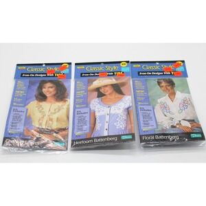 VTG 1995 Scribbles Iron On Designs with Tips - Battenberg & Chantilly NEW